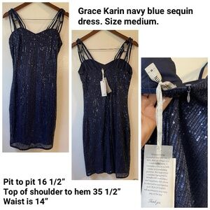 Grace Karin navy blue sequin dress. Size medium